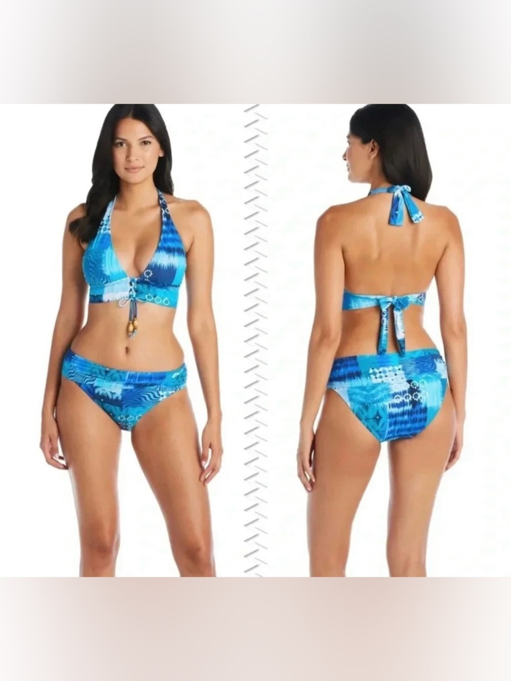 Bleu Rod Beattie Too Hot To Handle Lace Up Halter Bra And Sarong Hipster Bottom